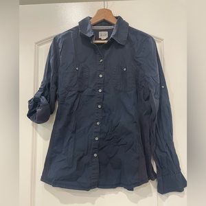 Converse Navy Blue Button Down Long Sleeve Shirt